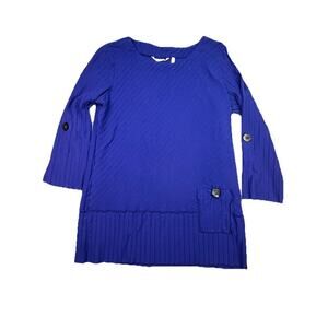 Soft Surroundings Blue Ribbed Cotton Tunic Top Size M